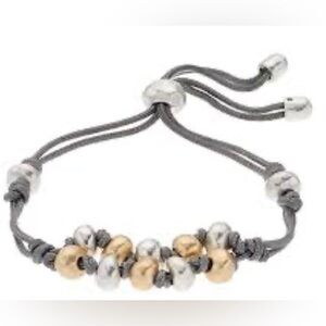 Bella Uno Two-Tone Beaded Cord Bracelet NWOT